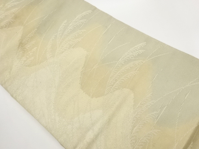  紗 よろけ縞にすすき模様織出し名古屋帯